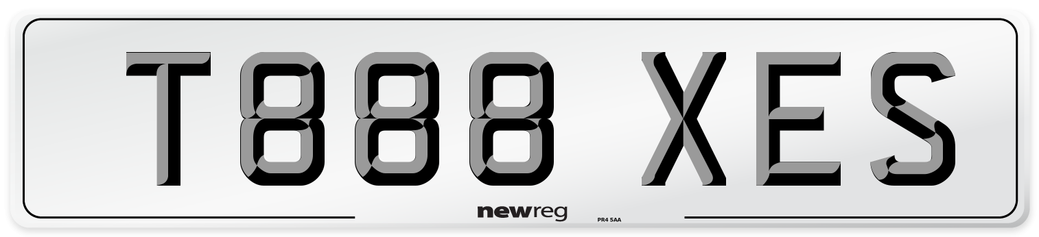 T888 XES Number Plate from New Reg